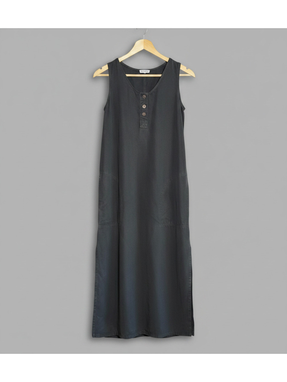 AKS Amy K Su Womens Minimalist Black Sleeveless Tencel Capsule Maxi Dress PXS